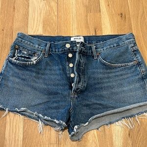 Darker wash Agolde Parker denim shorts